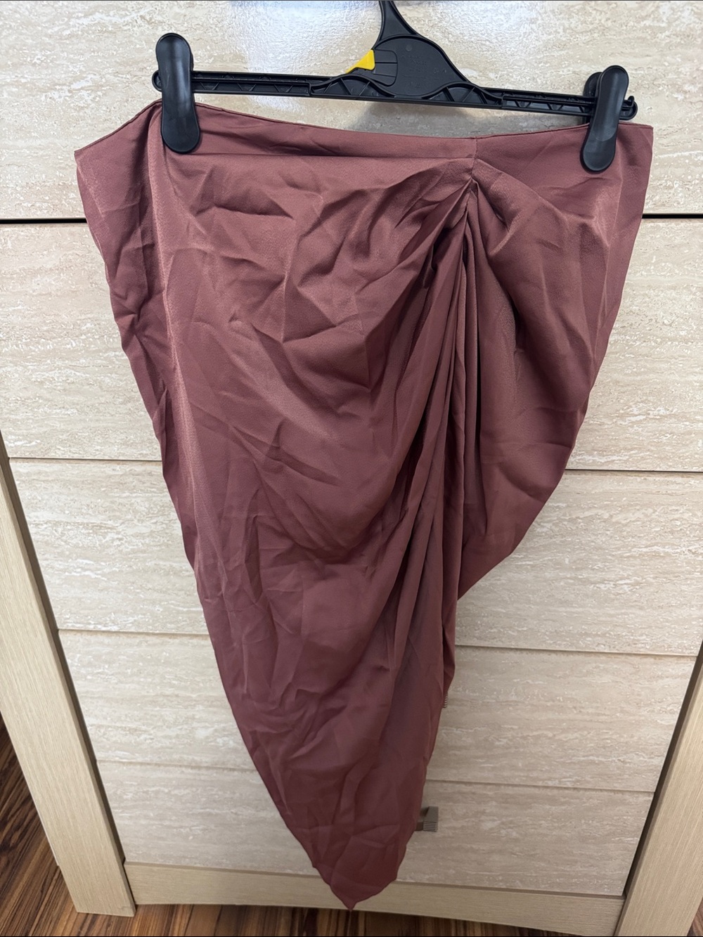SHEIN Draped Asymmetric Skirt in Rose Brown